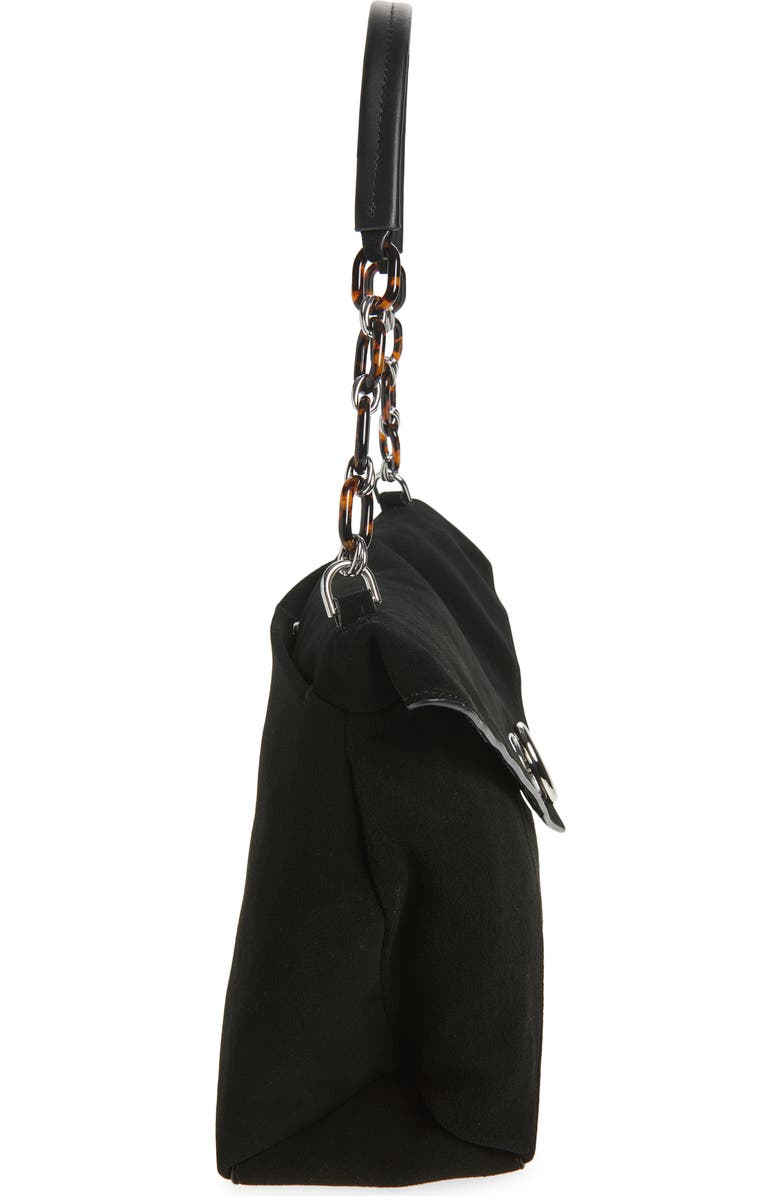 Rebecca Minkoff Love Note Suede Shoulder Bag, Alternate, color, Black