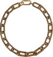 Serena Uziyel Catena Rectangular Necklace Antique Gold