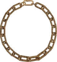Serena Uziyel Catena Rectangular Necklace Antique Gold