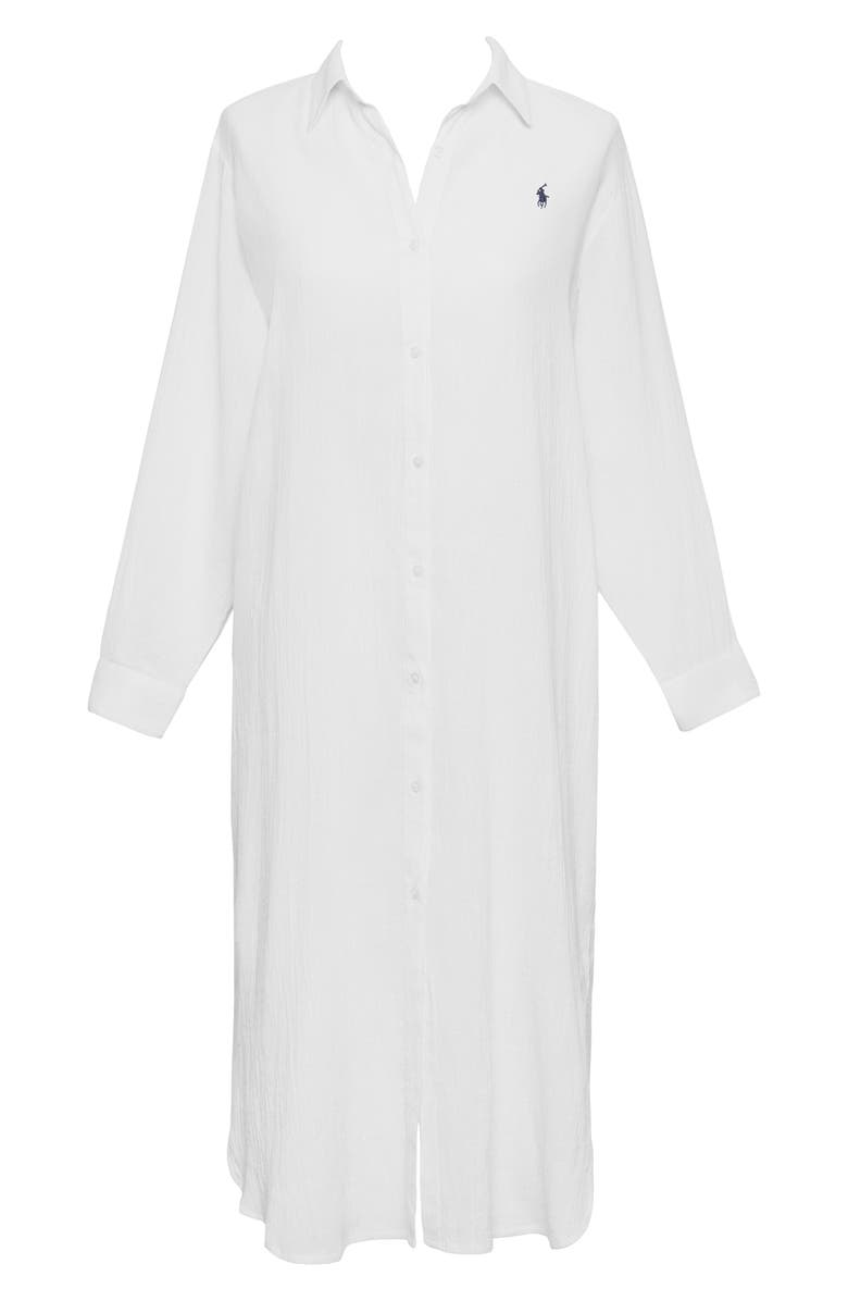 Polo Ralph Lauren Maxi Organic Cotton & Linen Cover-Up Shirtdress, Alternate, color, 