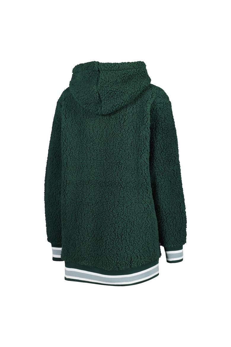 Women's G-III 4Her by Carl Banks Green Michigan State Spartans Game Over Sherpa Pullover Hoodie, Alternate, color, Green