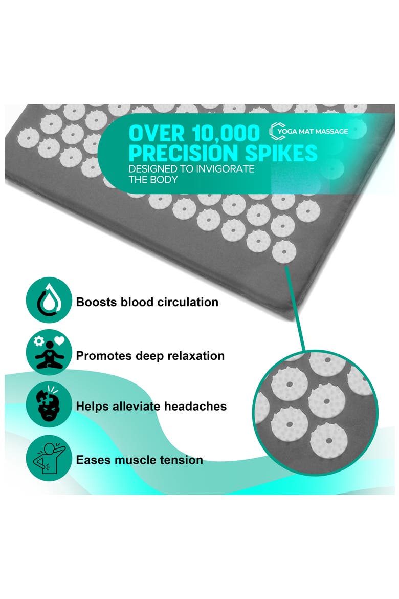 29 Inch Acupressure Mat & Pillow Set, Alternate, color, GRAY & WHITE