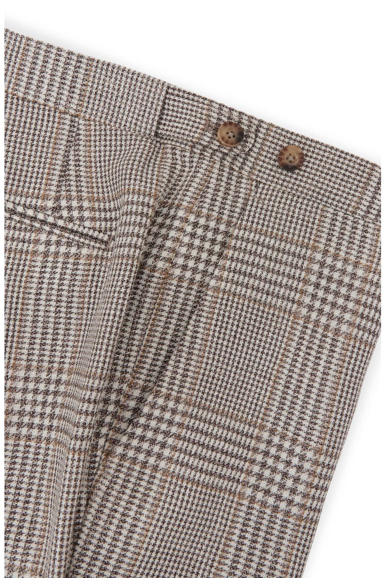 Epsom Tailored Fit Glen Check Linen & Wool Blend Suit Pants, Alternate, color, OATMEAL BROWN