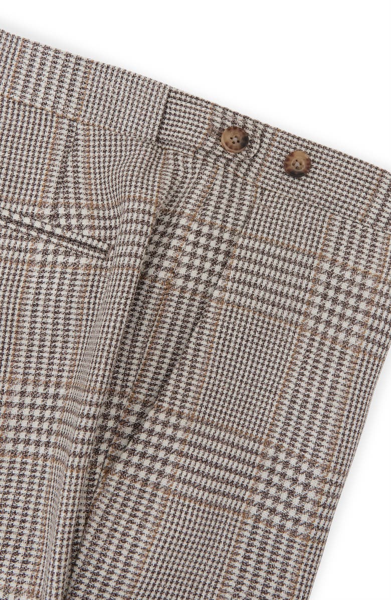 Reiss Epsom Tailored Fit Glen Check Linen & Wool Blend Suit Pants, Alternate, color, Oatmeal Brown