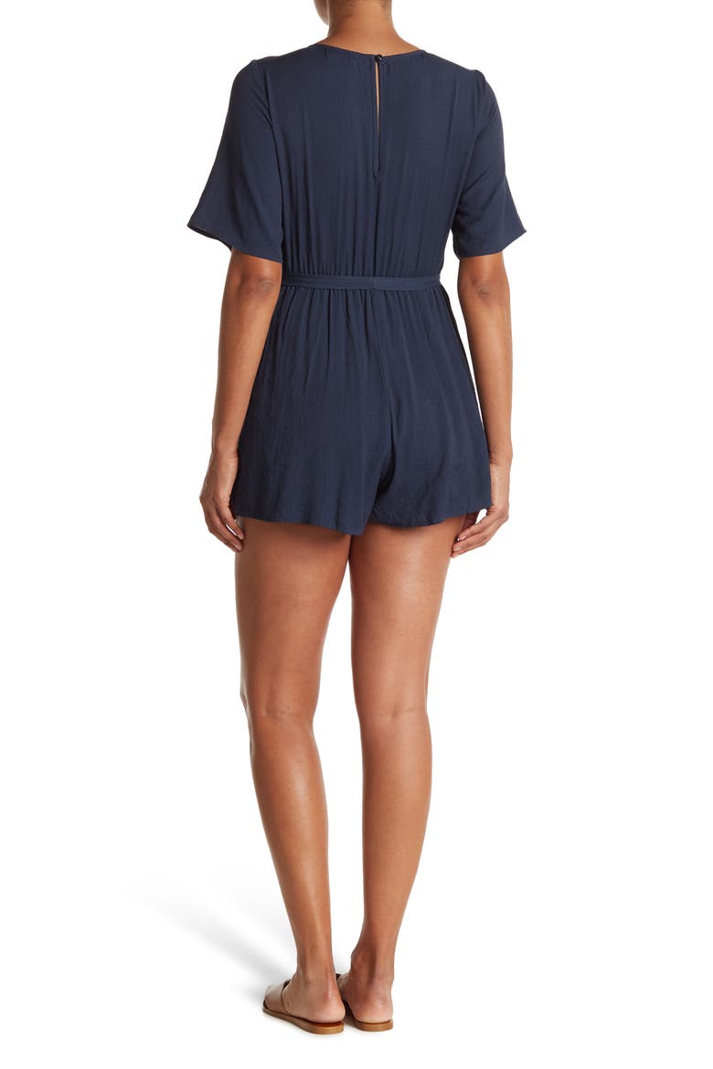 Scallop Neck Wrap Front Romper, Alternate, color, NAVY