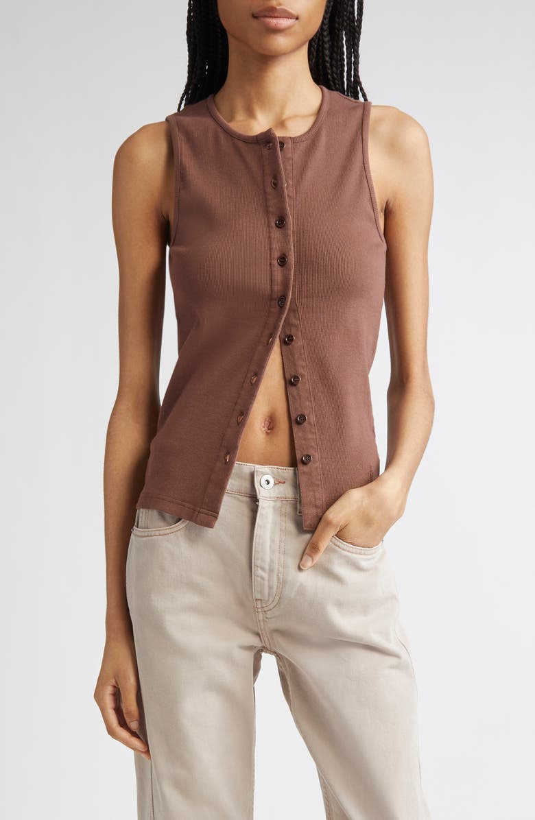 JW Anderson Button Front Stretch Cotton Tank, Main, color, 