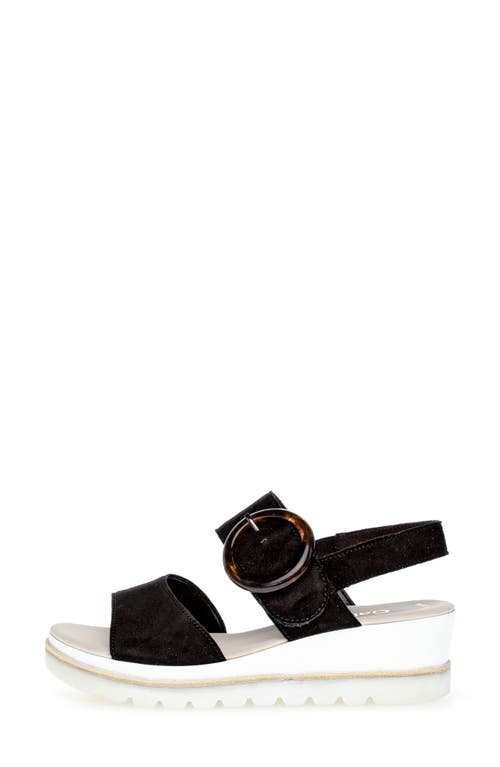 Gabor Strappy Wedge Sandal In Black