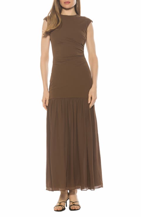 Caelen Cap Sleeve Drop Waist Maxi Dress
