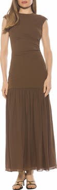 Alexia Admor Caelen Cap Sleeve Drop Waist Maxi Dress