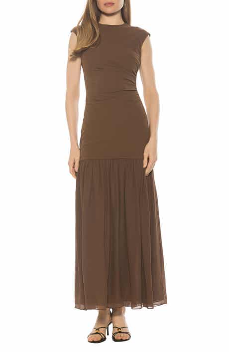 Alexia Admor Caelen Cap Sleeve Drop Waist Maxi Dress
