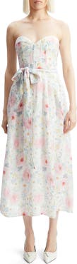 Bardot Floral Strapless Midi Dress