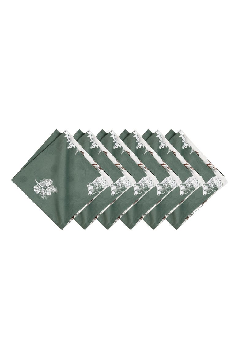 Fernwood Forest Botanical 100% Cotton Set of 6 Cloth Napkins, Main, color, Green