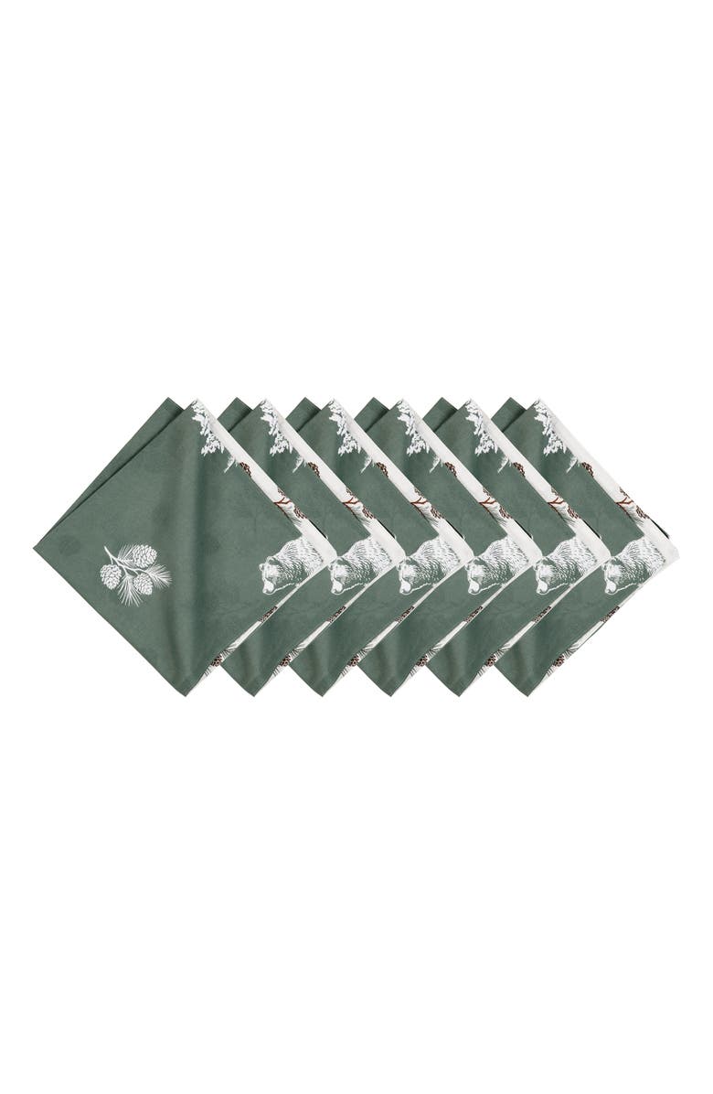 C&F Home Fernwood Forest Botanical 100% Cotton Set of 6 Cloth Napkins, Main, color, Green