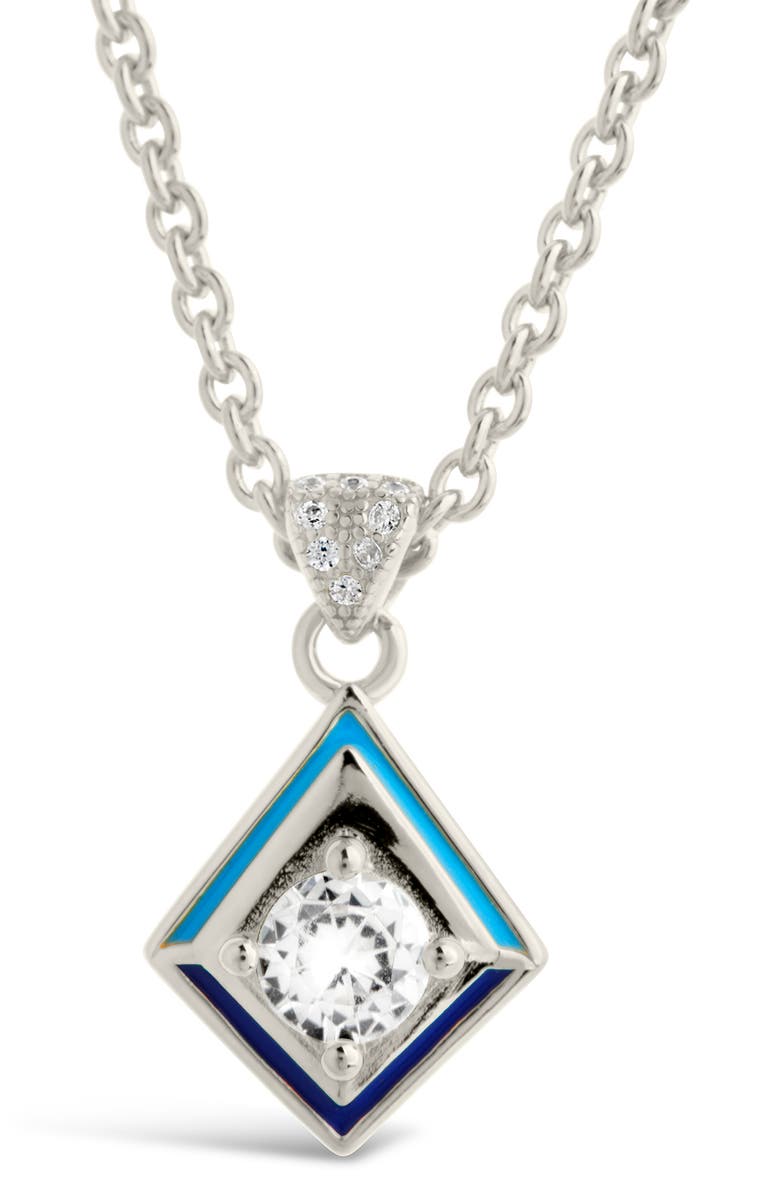 Sterling Forever Azurine CZ Pendant Necklace, Alternate, color, 