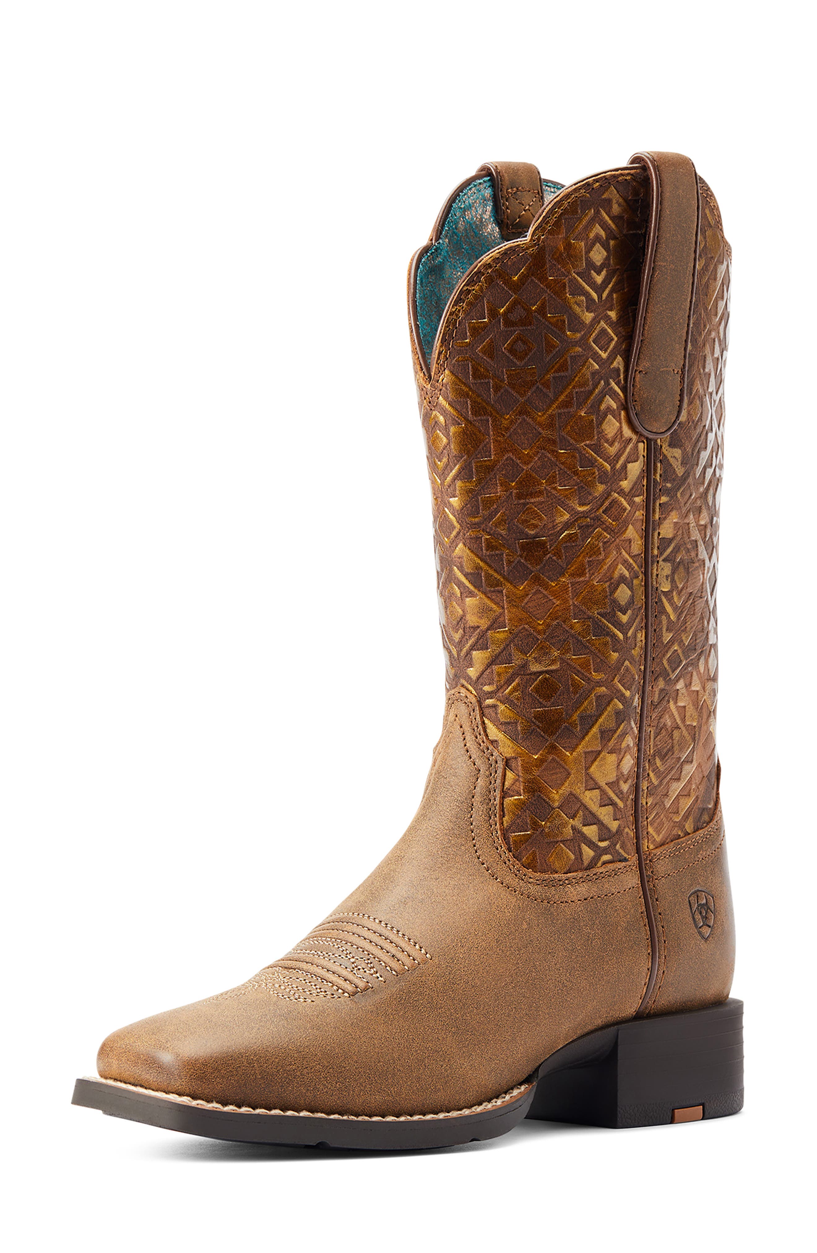 Ariat Round Up Wide Toe Western Boot, Alternate, color, Brown