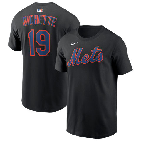 Men's Nike Bo Bichette Black New York Mets Name & Number T-Shirt