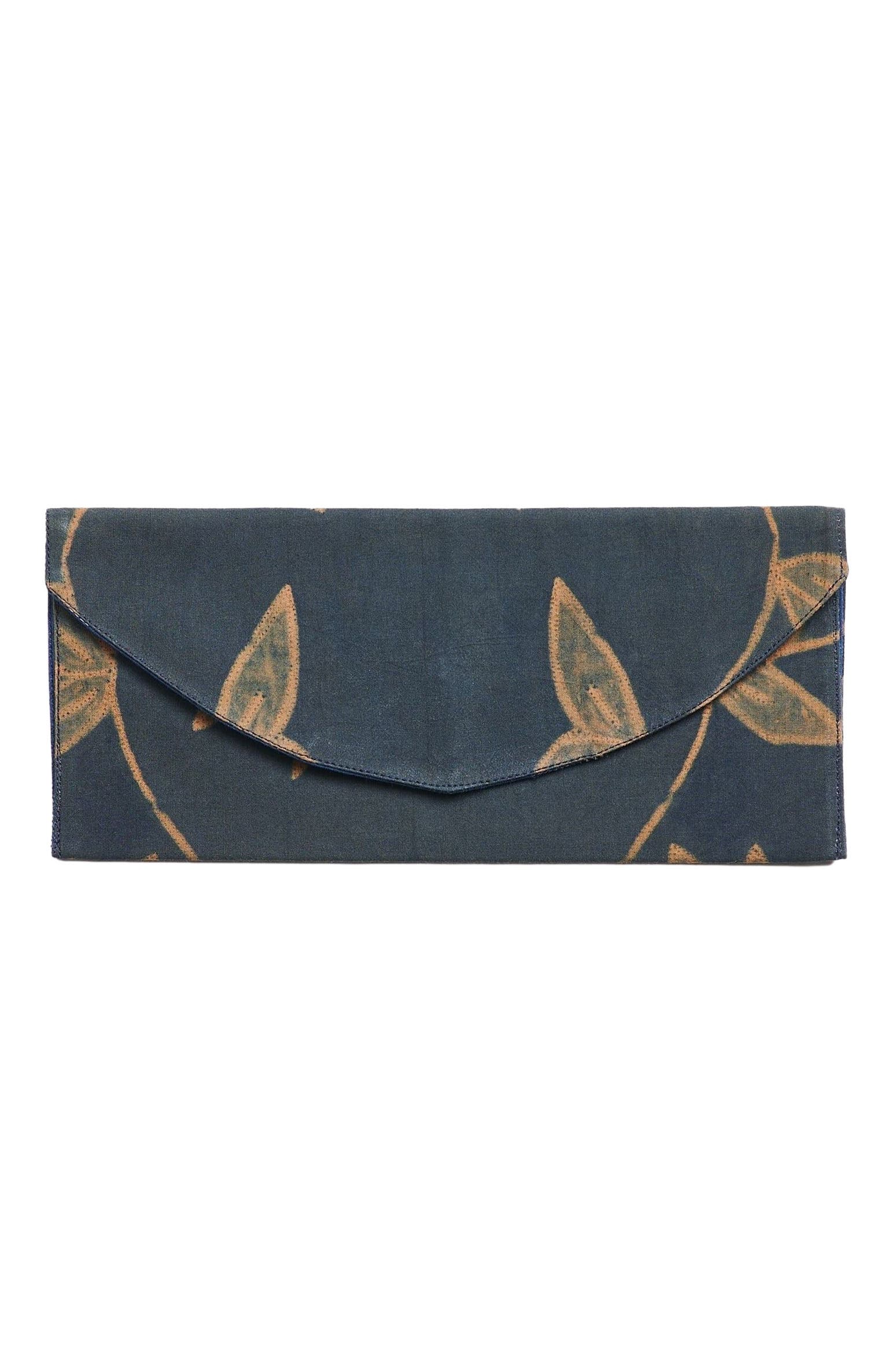 Studio Variously Folio Indigo Shibori Hand Crafted Zero Waste Cotton Pouch, Alternate, color, Indigo