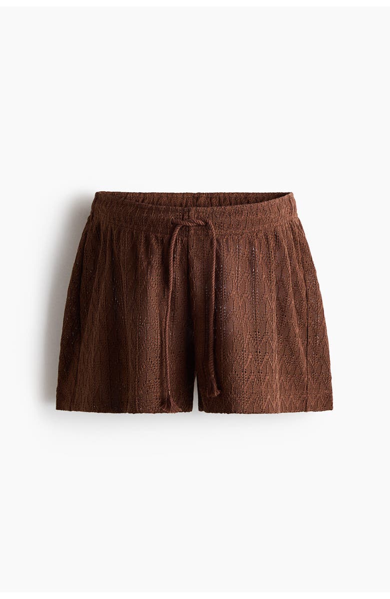 H&M Mama Pointelle-knit Drawstring Shorts, Alternate, color, Brown