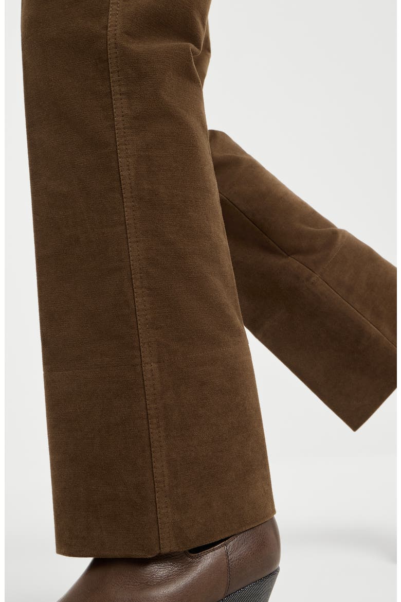 Stretch cotton moleskin cigarette trousers, Alternate, color, Cocoa