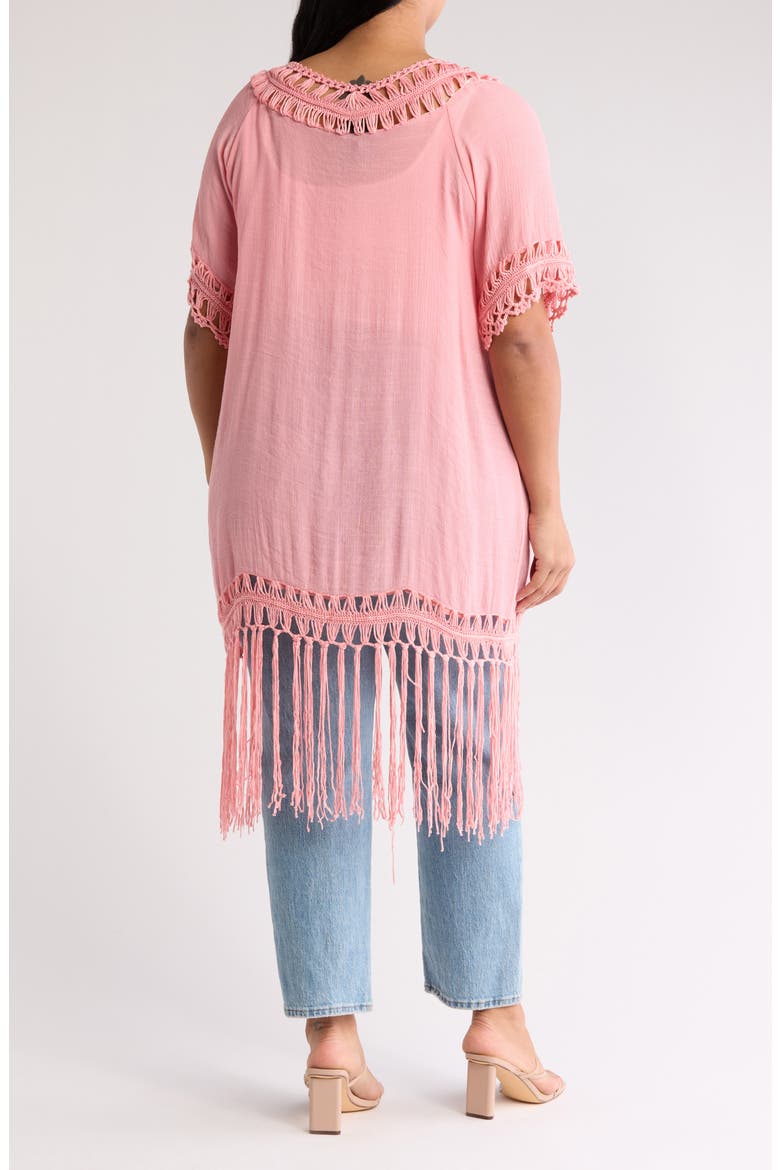 Crochet Trim Fringe Hem Duster, Alternate, color, BLUSH