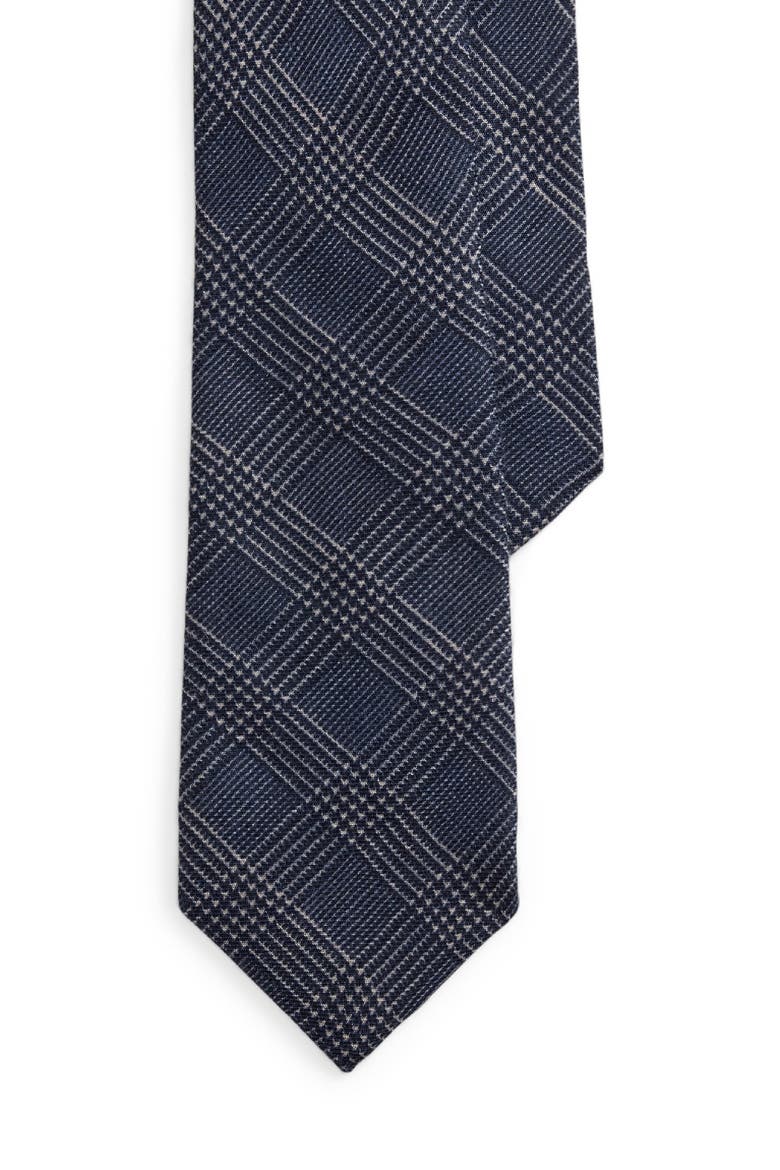 Glen Plaid Cashmere & Silk Tie, Main, color, NAVY