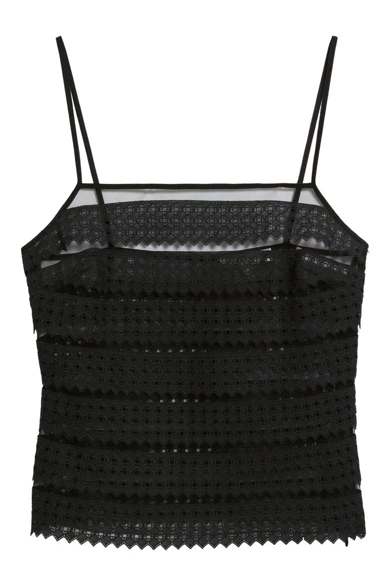 The Lattice Crochet Camisole, Alternate, color, BLACK