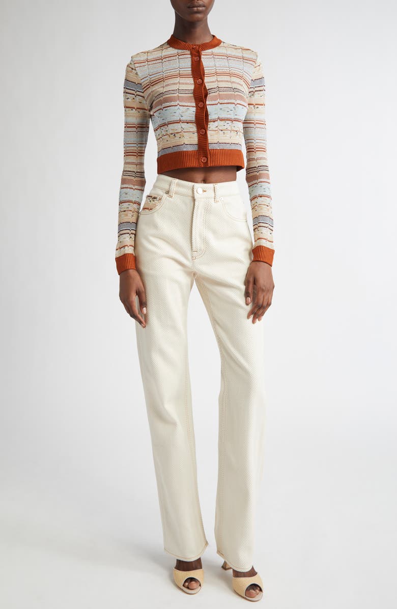 Missoni Metallic Stripe Crop Cardigan, Alternate, color,