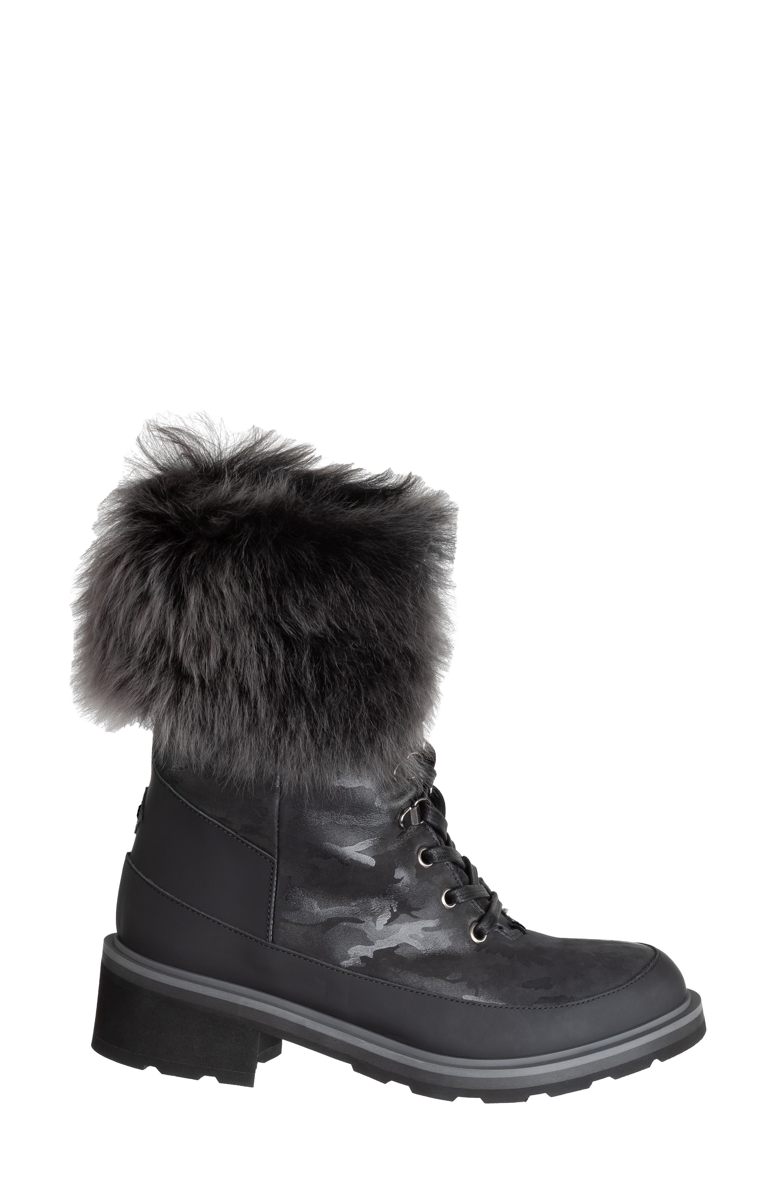 Ross & Snow Chiara Genuine Shearling Cuff Leather Boot, Alternate, color, 