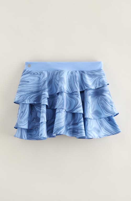 Zella Girl Kids' Tiered Skort In Blue Hydrangea Rhythmic Swirl