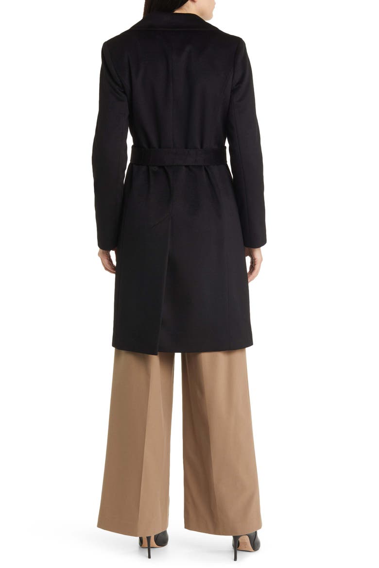 Casey Belted Cashmere Wrap Coat, Alternate, color, BLACK
