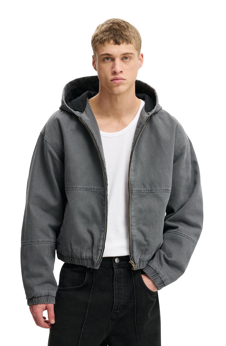 Cotton On Men's Cropped Hooded Bomber, Main, color, 
