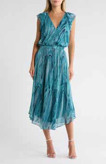 Ramy Brook Liona V-Neck Ruffle Sleeve Dress