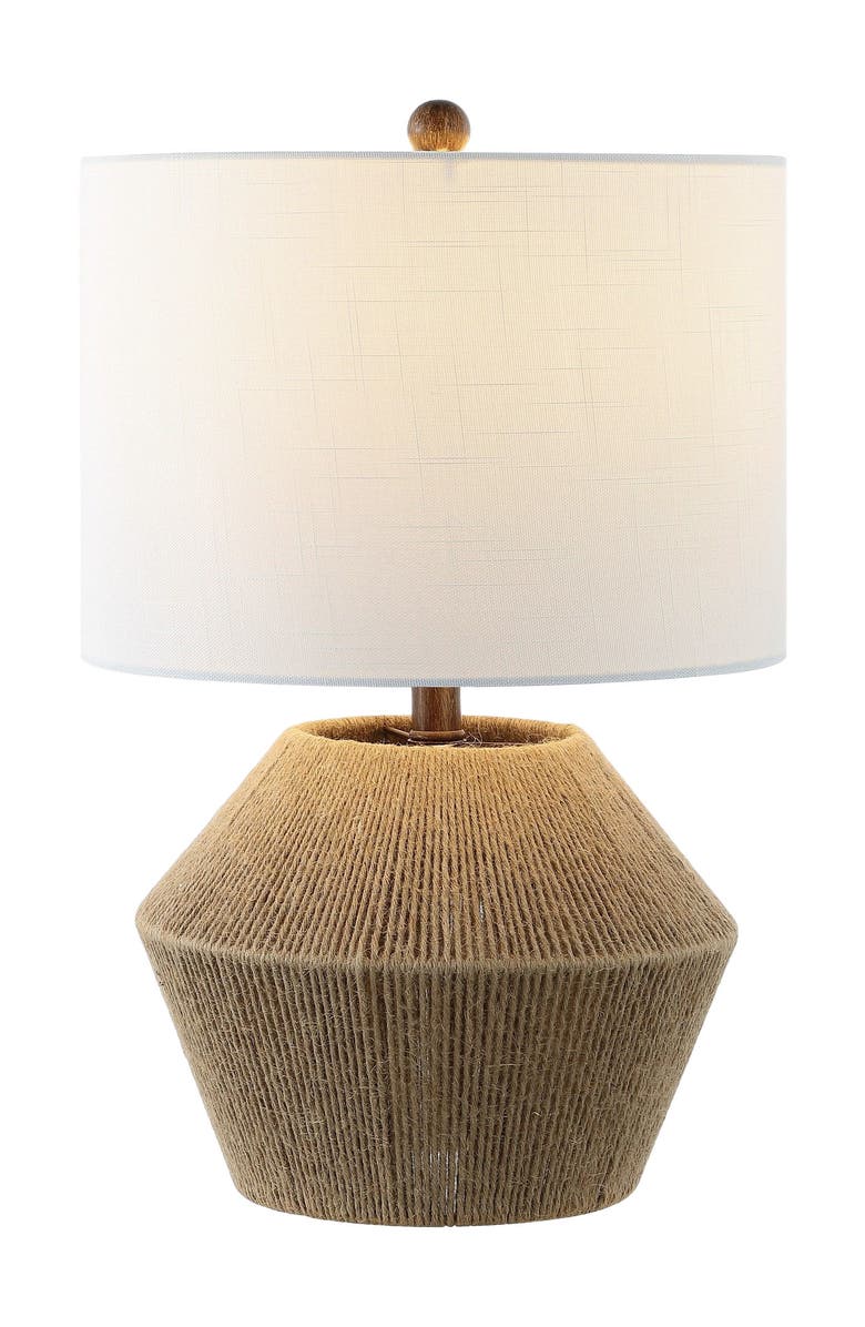 JONATHAN Y Alma 21.75" Coastal Rustic Iron/Rope LED Table Lamp, Brown, Main, color, Brown