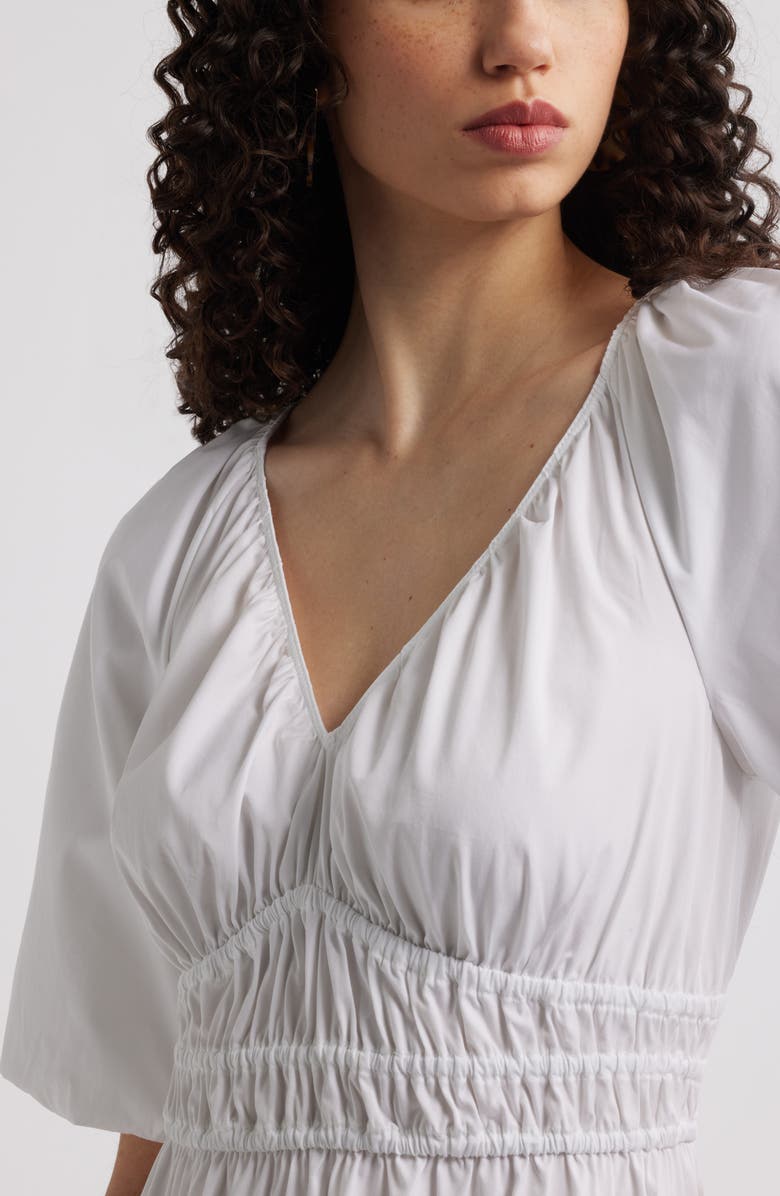 Nordstrom Puff Sleeve Cotton Poplin Dress, Alternate, color, White