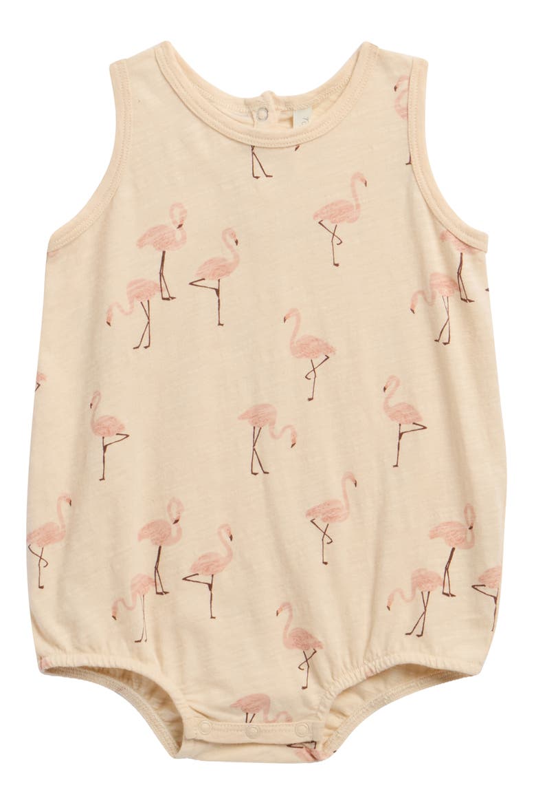 Flamingo Print Cotton Bubble Bodysuit, Main, color, SHELL