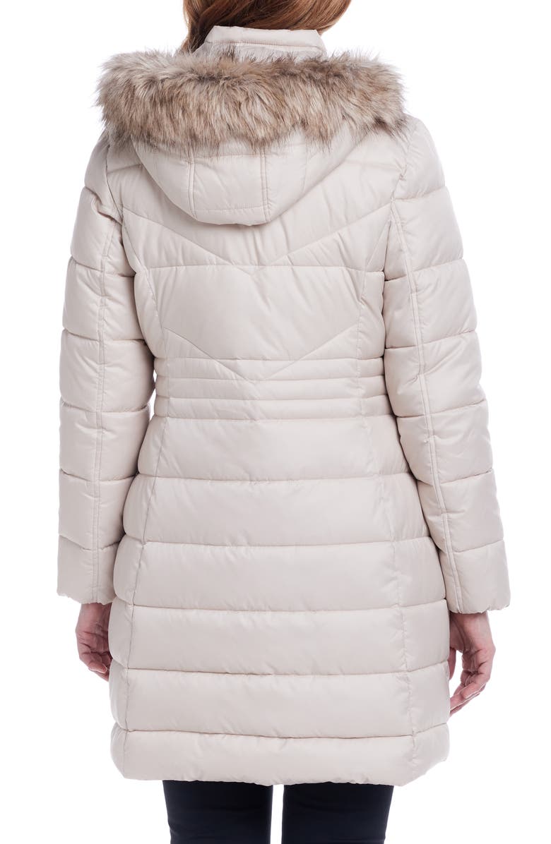 Gallery Water Resistant Puffer Coat with Faux Fur Trim Removable Hood, Alternate, color, Peyote