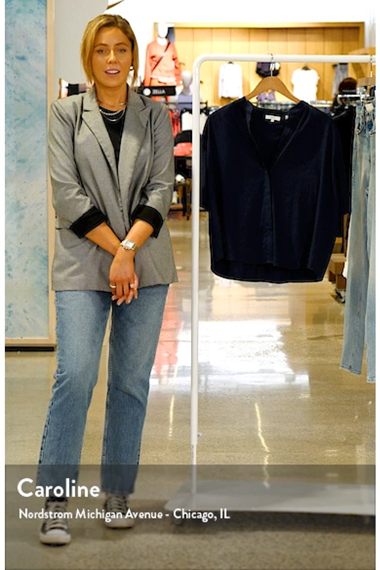 Shirred Band Collar Linen Blend Blouse video