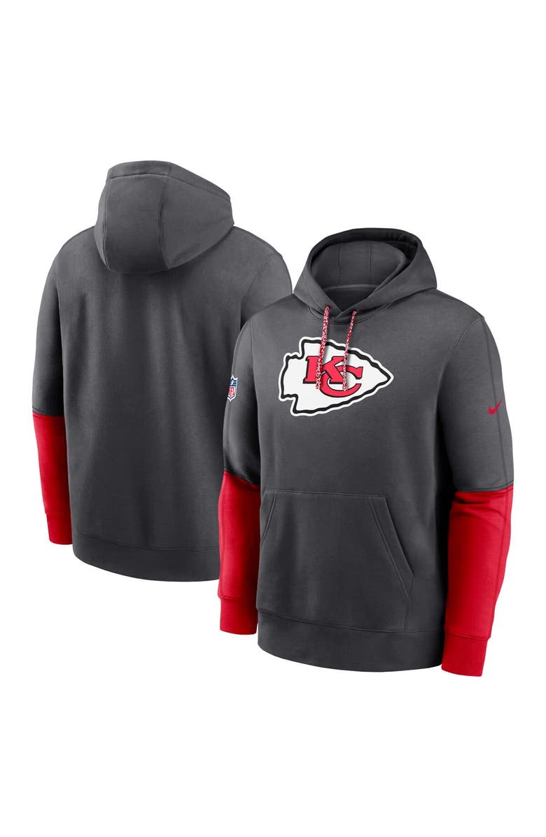 Nike Men's Nike Anthracite Kansas City Chiefs 2024 Sideline Club Pullover Hoodie, Alternate, color, 