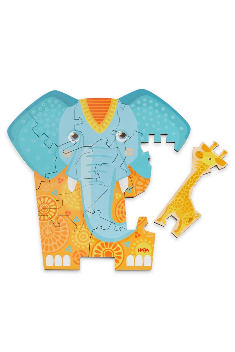 Wooden Puzzle Elephant - 2 in 1 Reversible Puzzle, Main, color, Multi