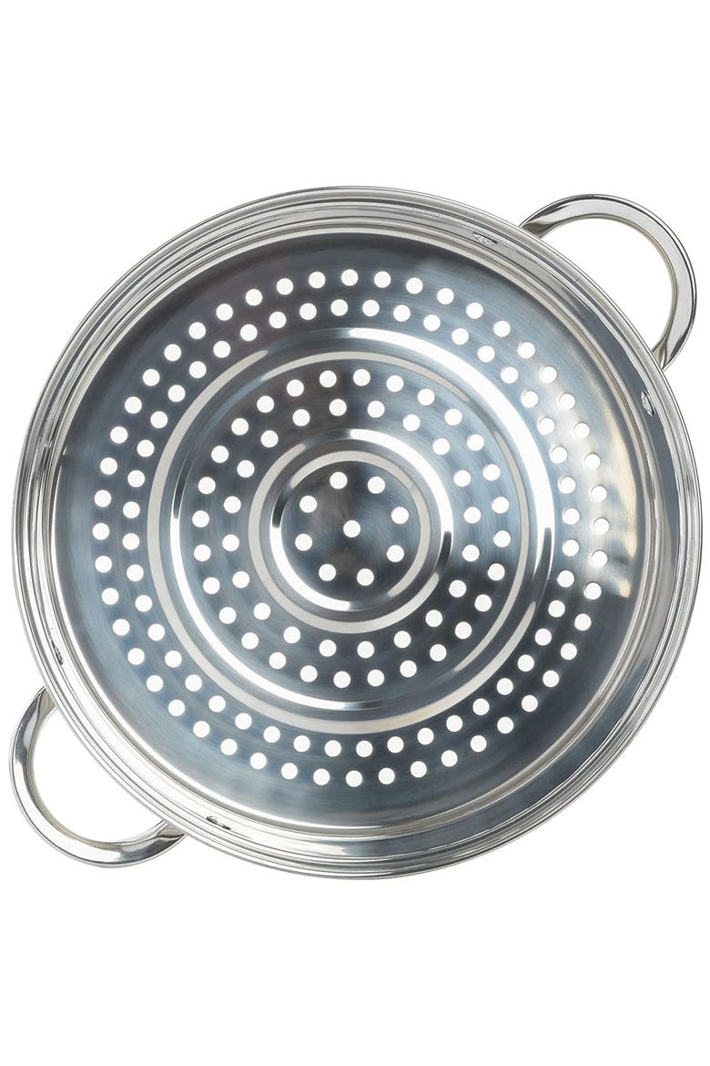 Sangerfield 3 Piece 11 Inch Stainless Steel Everyday Pan with Steamer and Lid, Alternate, color, Metallic Silver