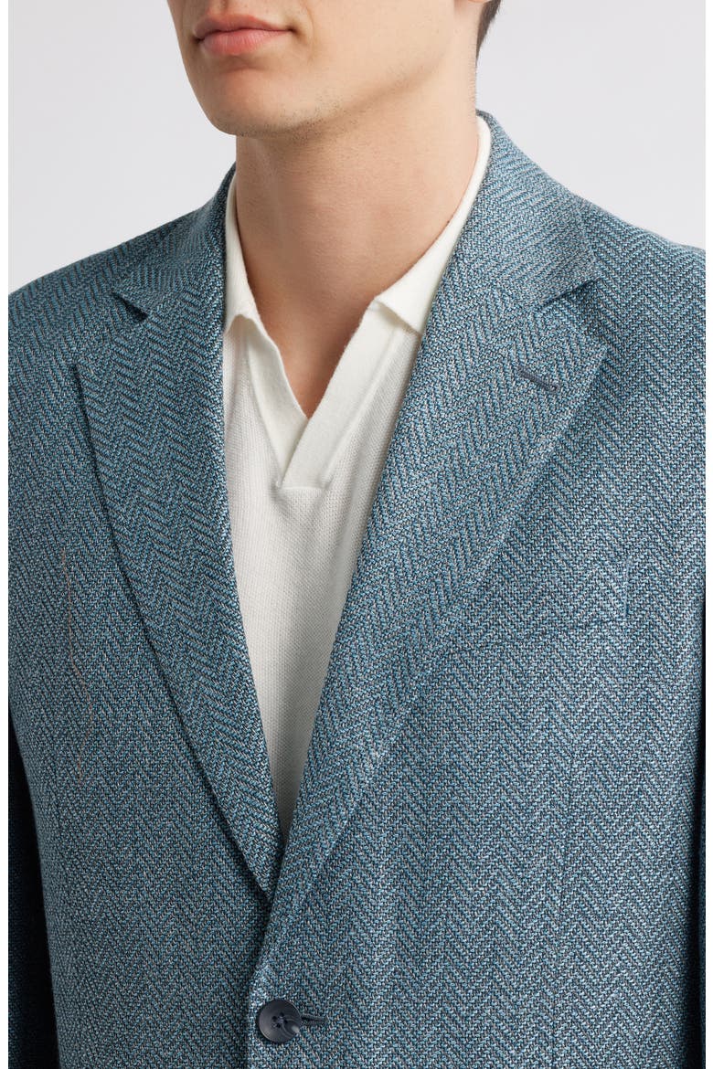 Henrik Trim Fit Italian Wool & Linen Blend Jacket, Alternate, color, TEAL SATORI HERRING TEXTR