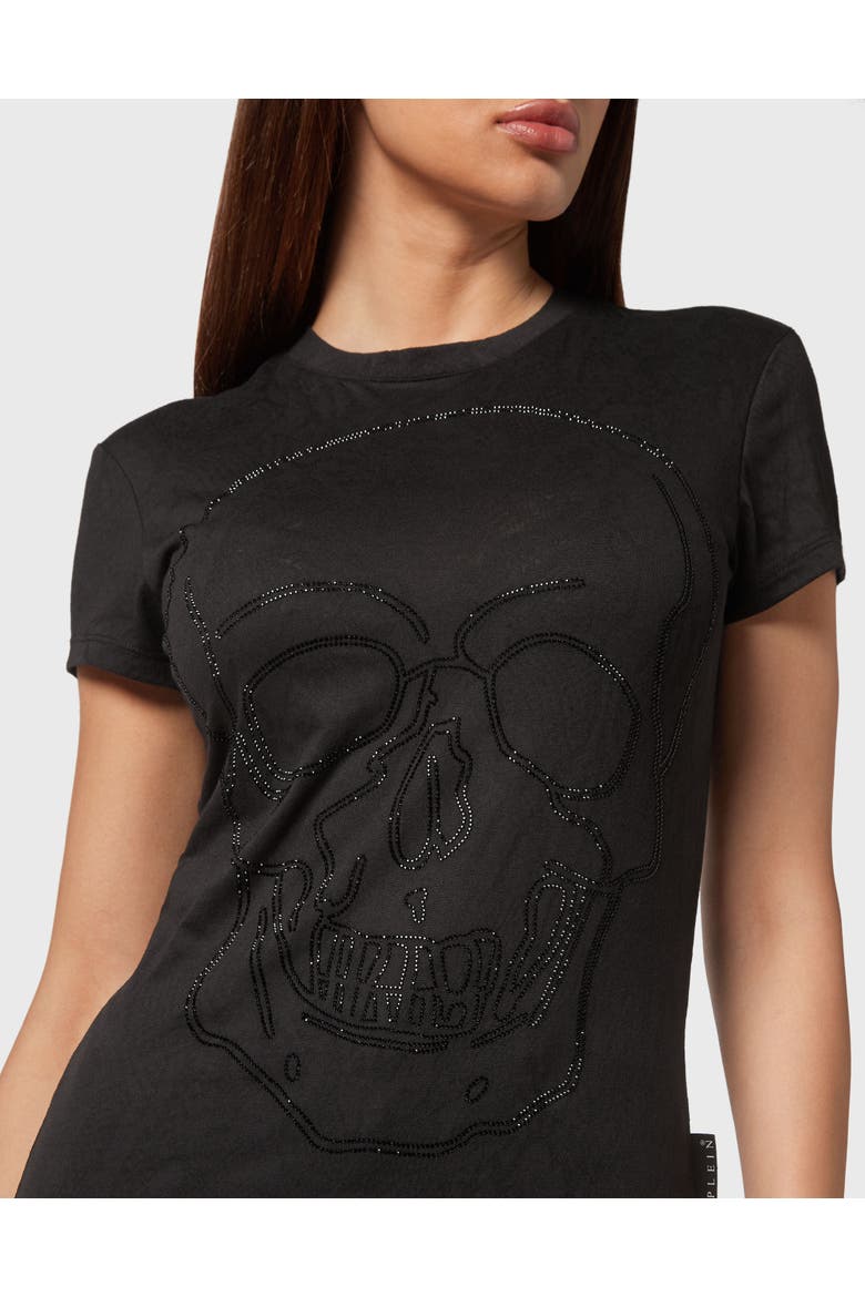T-Shirt Round Neck Skull Women, Alternate, color, black
