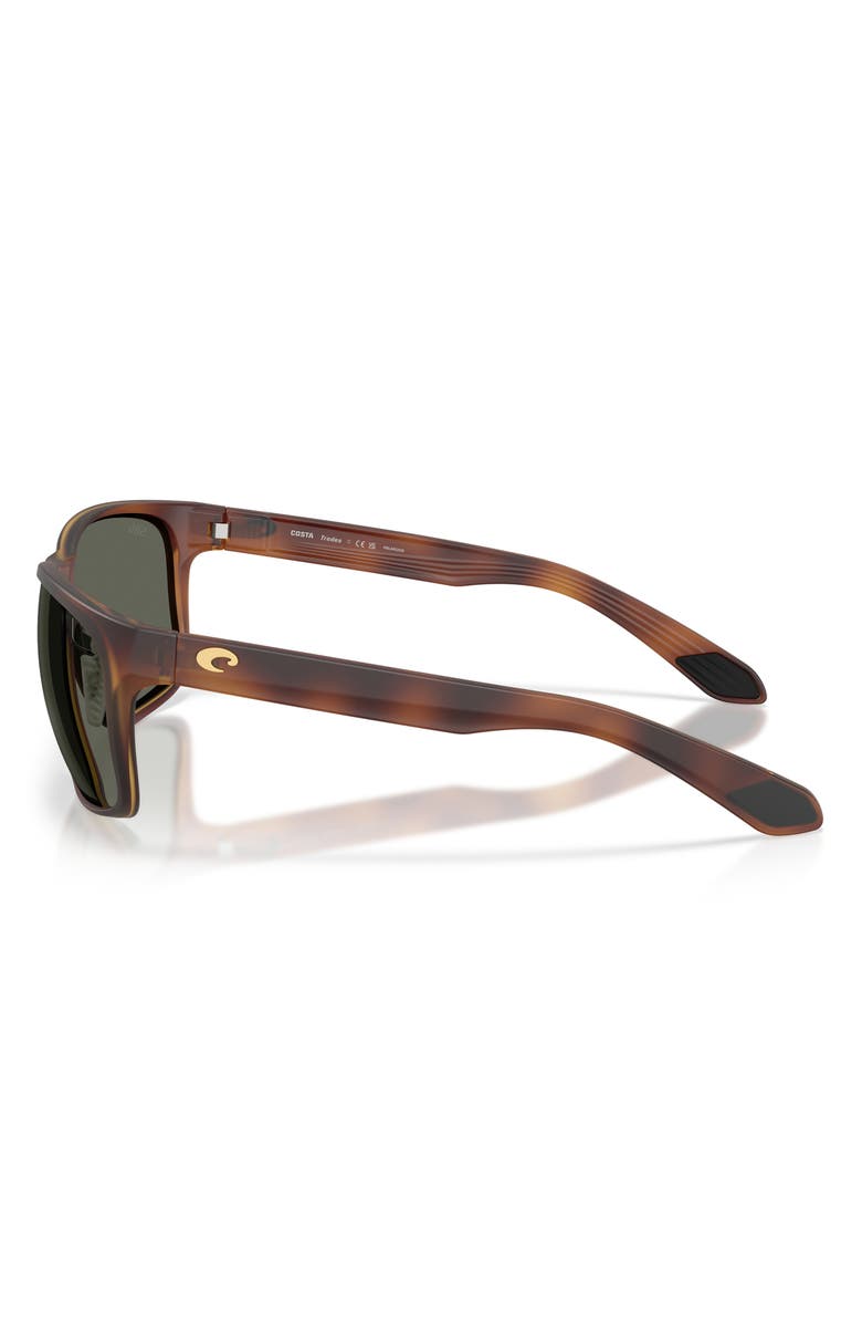 Costa Del Mar Trades 60mm Polarized Square Sunglasses, Alternate, color, Matte Tortoise / Gray 580G