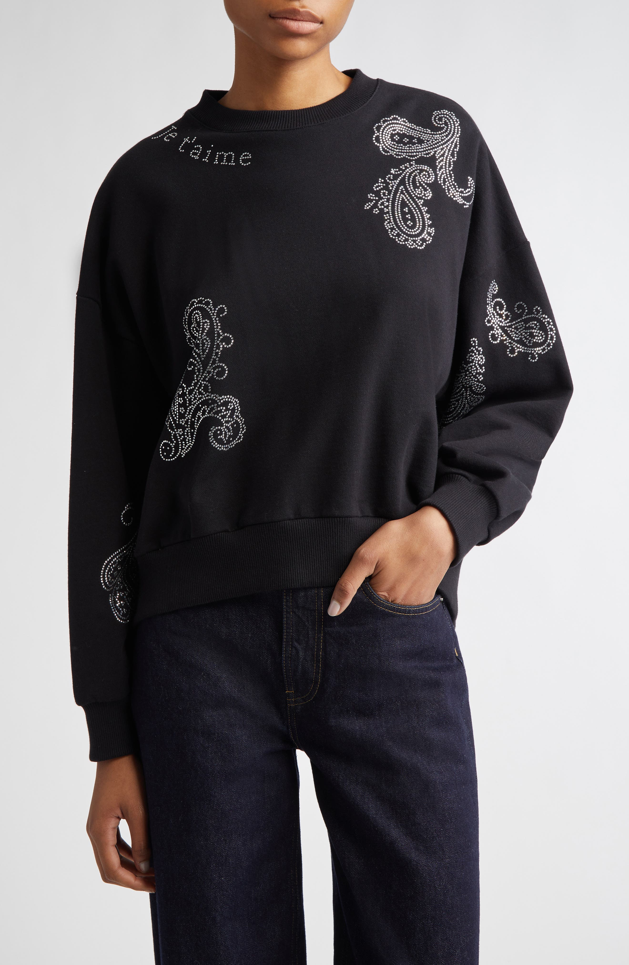 Cinq à Sept Paisley Embellished Graphic Sweatshirt