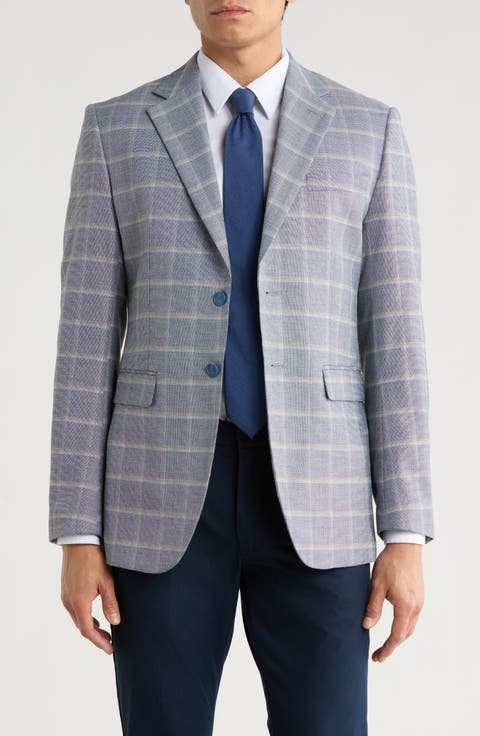 Slim Fit Tonal Windowpane Plaid Blazer