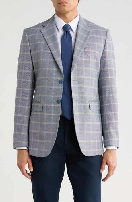 Tahari Slim Fit Tonal Windowpane Plaid Blazer