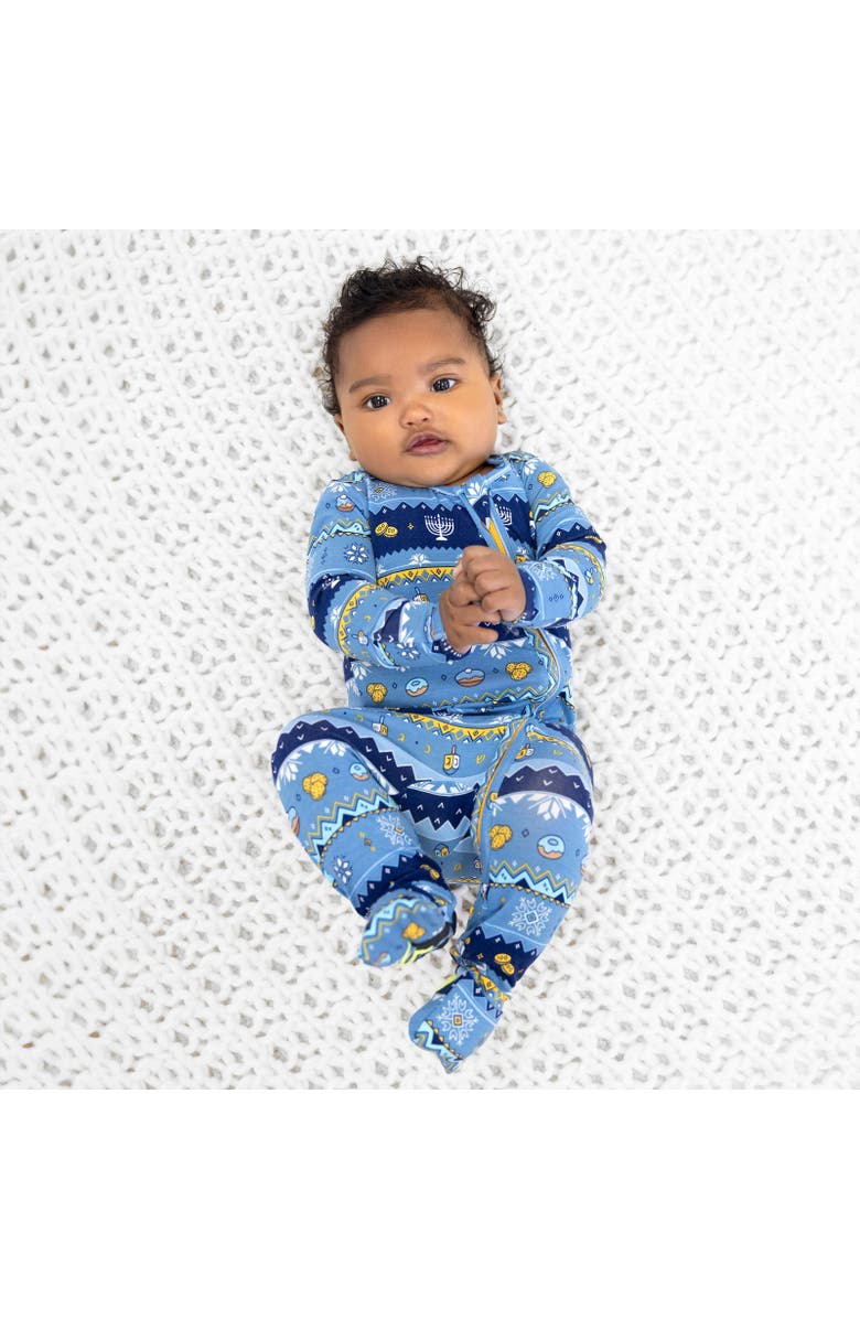 Bellabu Bear Baby Hanukkah Fair Isle Convertible Footie, Alternate, color, Hanukkah Fair Isle