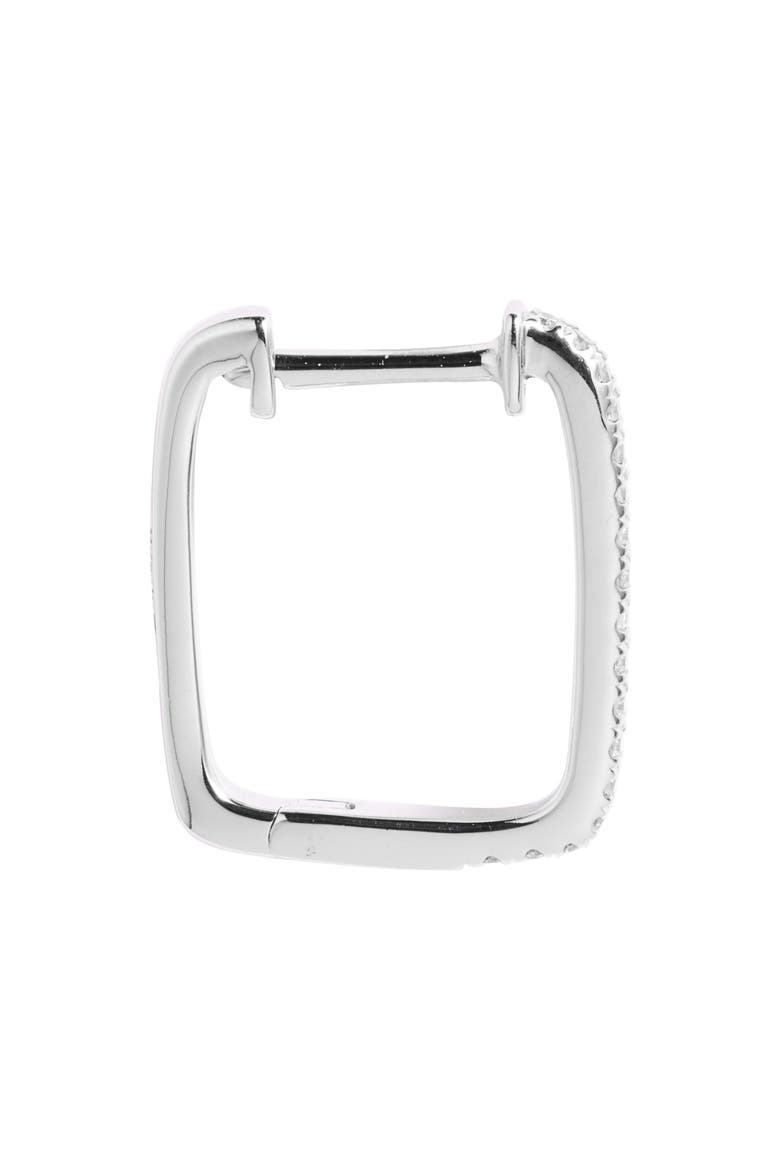 14k Gold Diamond Rectangular Hoop Earrings, Alternate, color, WHITE GOLD