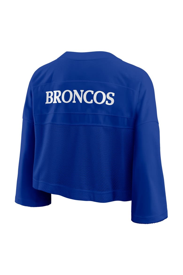 Women's Nike Royal Denver Broncos Rewind Cropped Mesh Dri-FIT Fashion Jersey, Alternate, color, Royal