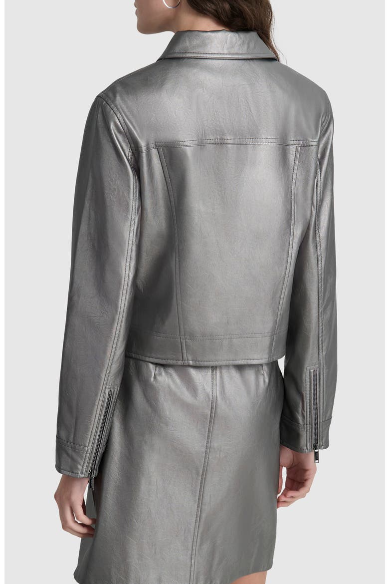 Faux Leather Moto Jacket, Alternate, color, GUNMETAL